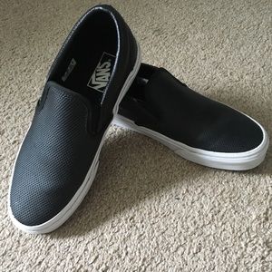 Black Leather Slip-on Vans